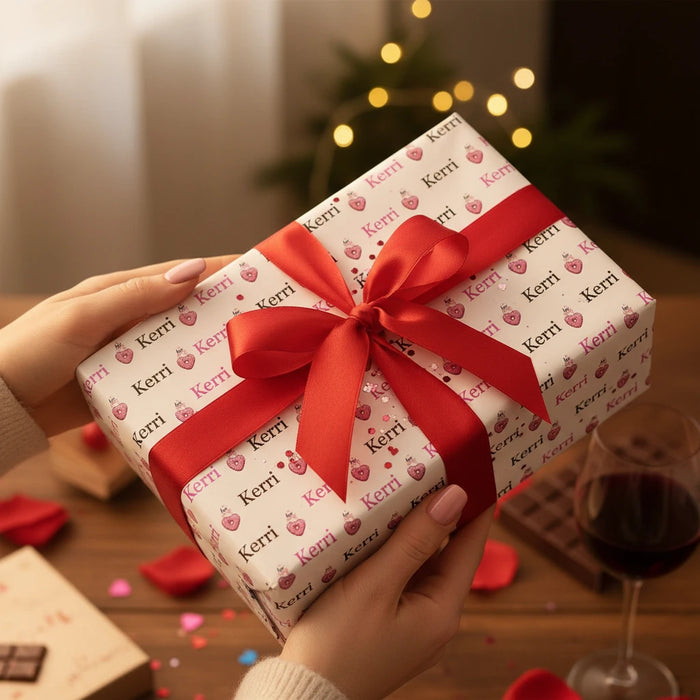 Personalized Valentine’s Wrapping Paper | Custom Name Gift Wrap | Romantic Valentine Gift Wrap