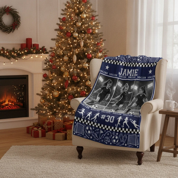 Soccer Personalized Photo Blanket