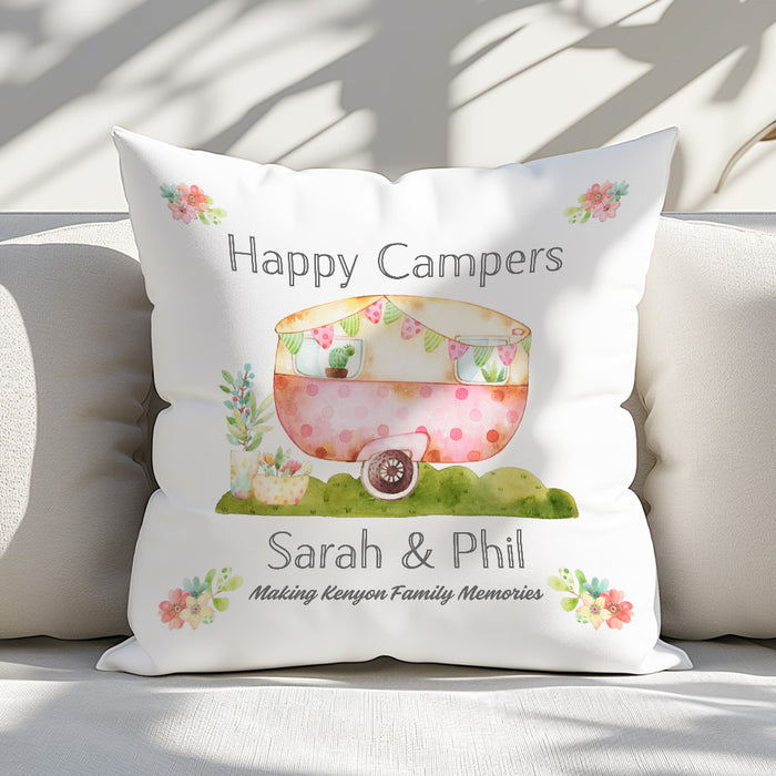 Happy Campers Throw Pillow