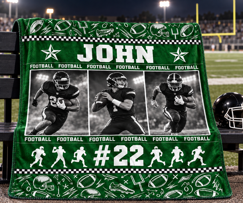 Football Personalized Photo Blanket