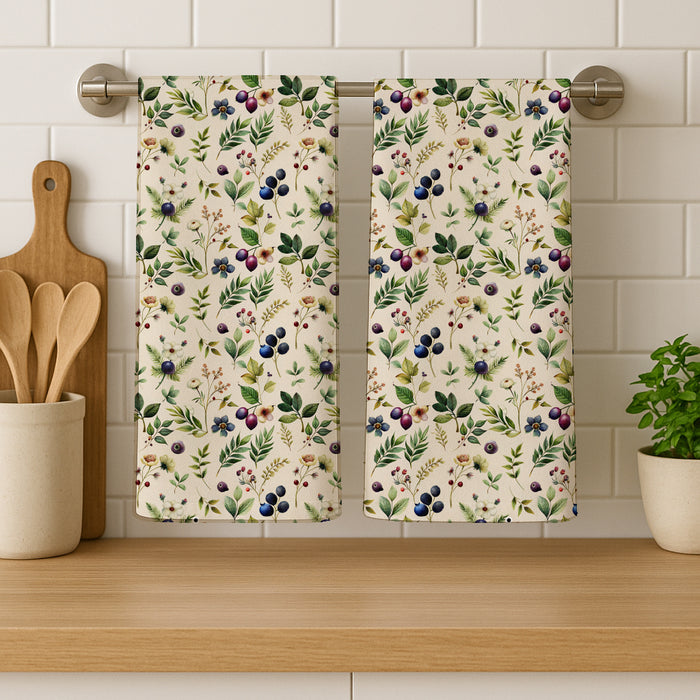 Leaves and Berries Cotton Kitchen Towel