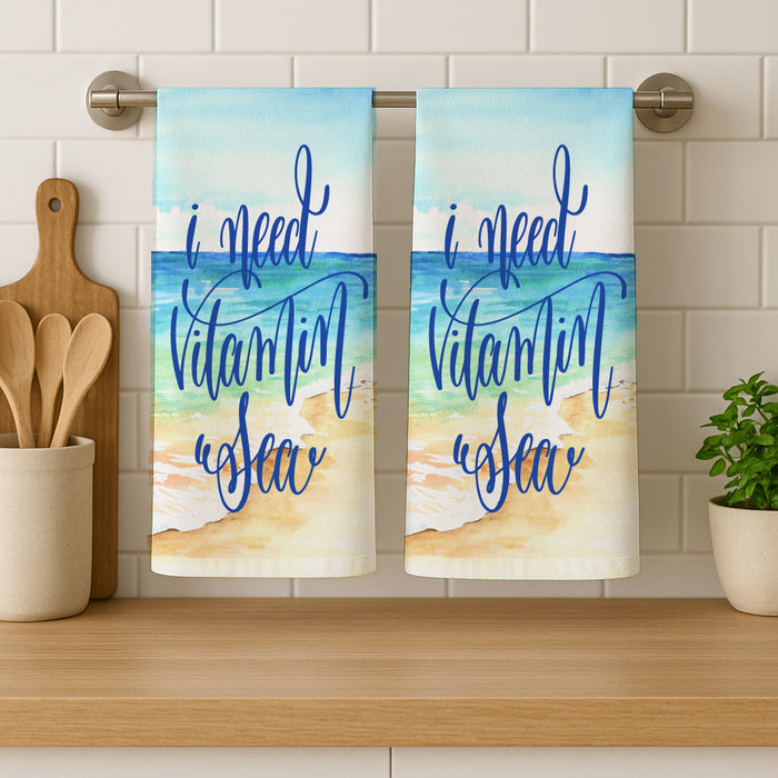 I Need Vitaman Sea Cotton Kitchen Towel
