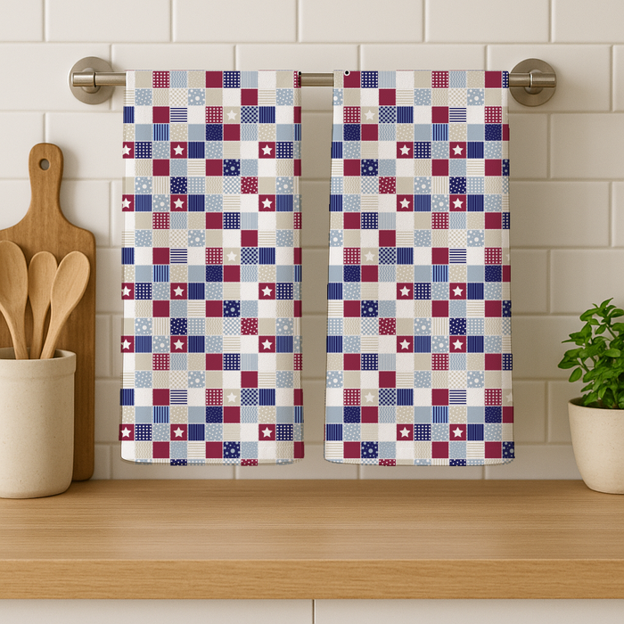 Patriotic Patchwork Cotton Kitchen Towel