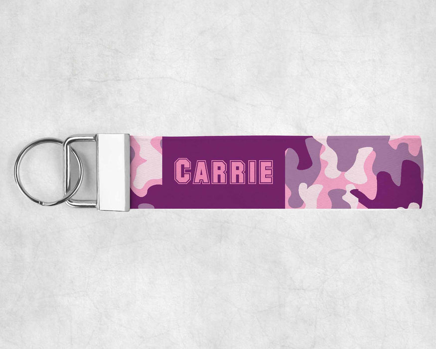 Personalized Pink Camo Key Fob Wristlet