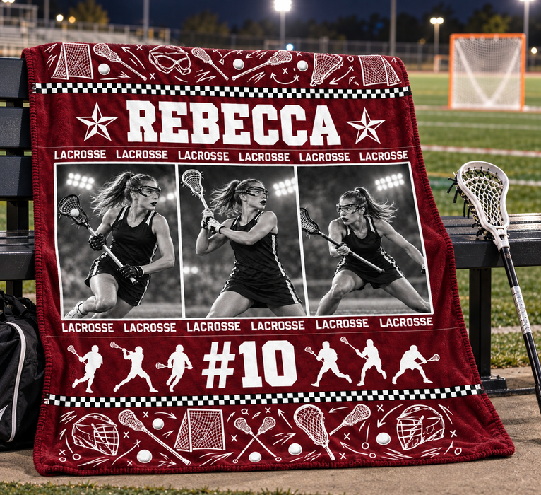 Lacrosse Personalized Photo Blanket
