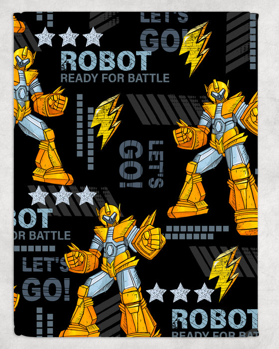 Robot Ready for Battle Design Soft Micro Fleece Blanket