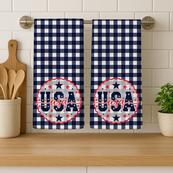 USA Navy Check Cotton Kitchen Towel