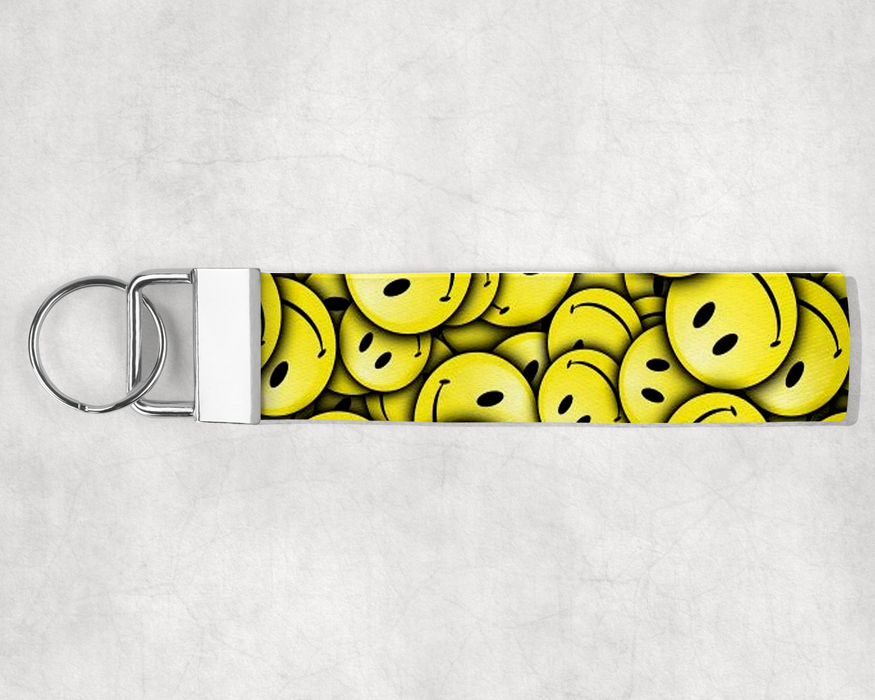 Yellow Smiley Key Fob Wristlet