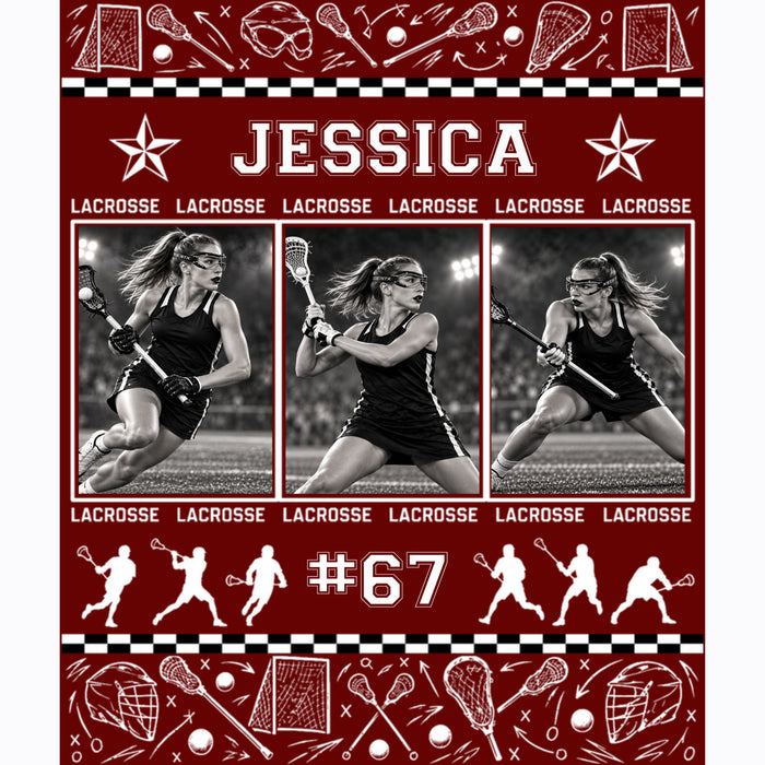 Lacrosse Personalized Photo Blanket