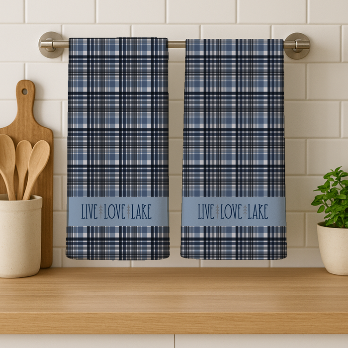 Live Love Lake Plaid Kitchen Towel