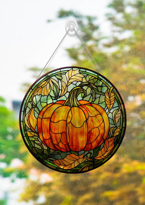 Faux Stained Glass Pumpkin Acrylic Suncatcher
