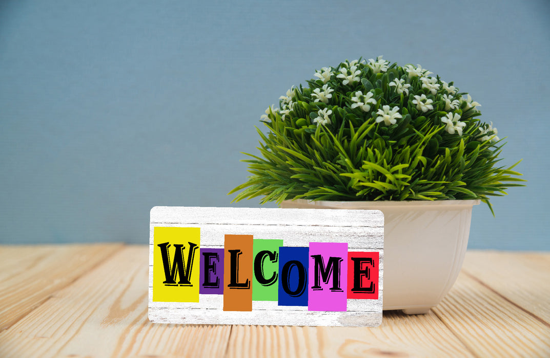 Colorful Welcome Wreath Sign