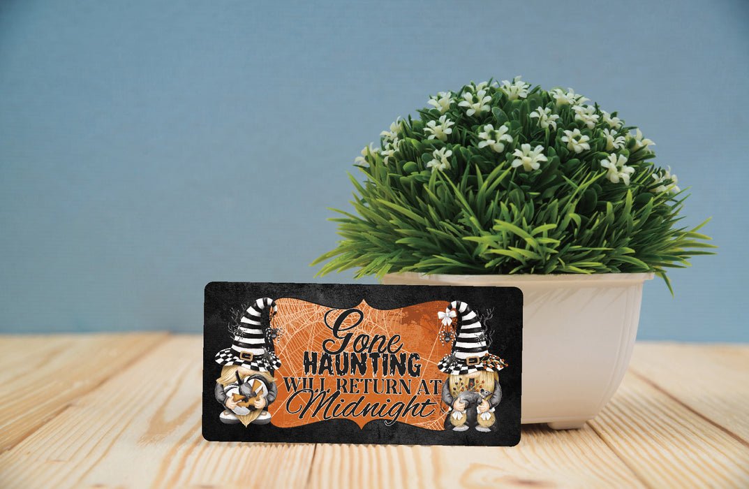 Gone Haunting Gnome Wreath Sign