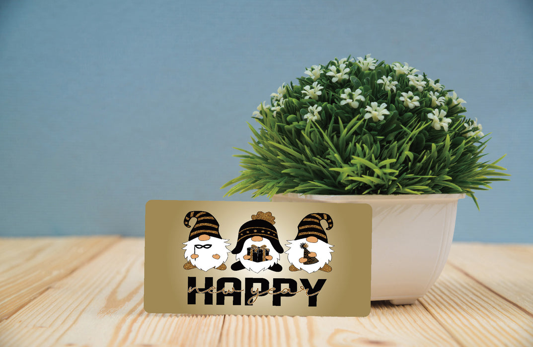 Happy New Year Gnome Wreath Sign