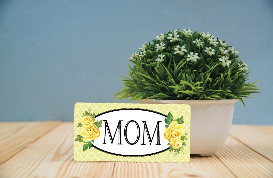 Mom Yellow Roses Wreath Sign