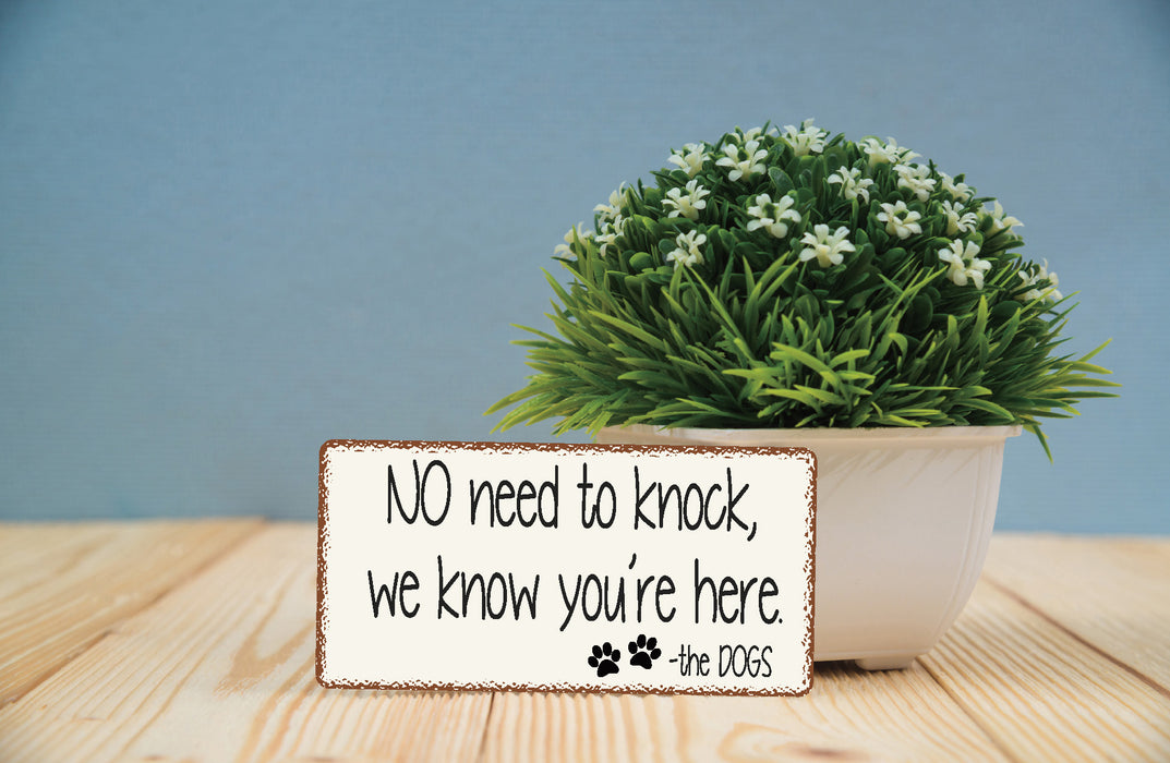 No Need to Knock Dog Wreath Sign