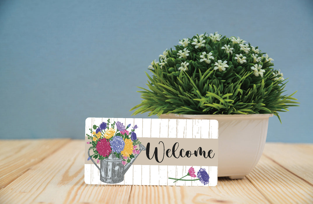 Watering Can Welcome Wreath Sign