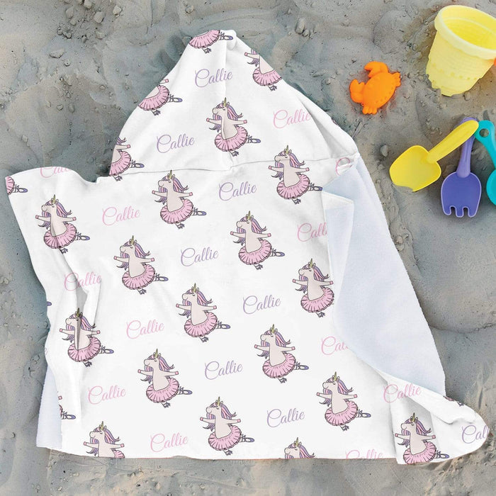 Personalized Baby Unicorn Ballet Design Microfiber Hooded Towel
