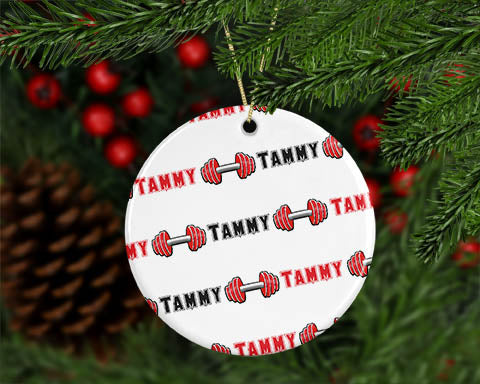 Personalized Barbell Ornament