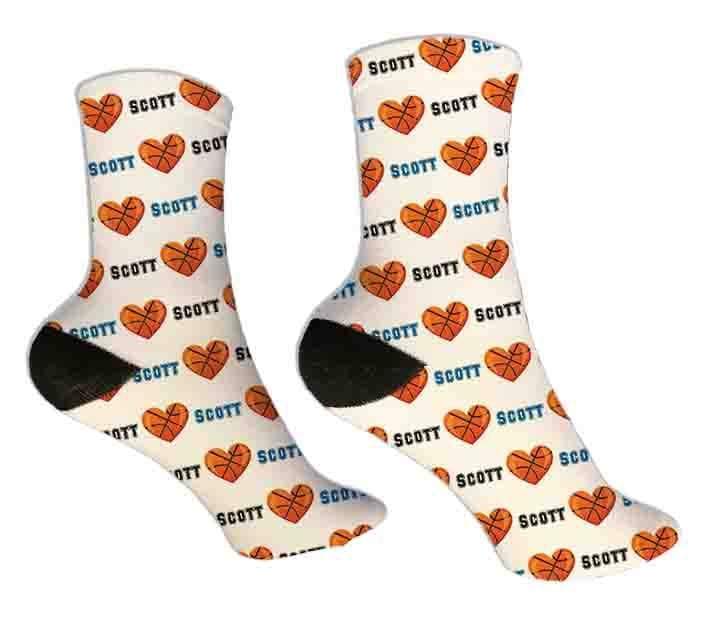 Personalized Basketball Valentine Design Socks