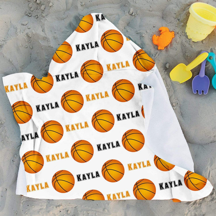 Personalized Basketball Design Microfiber Hooded Towel