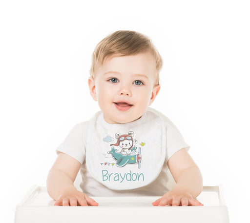Flying Bear Personalized Baby Bib - Potter's Printing