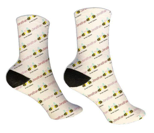 Personalized Bee Mine Valentine Design Socks
