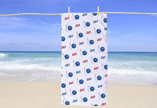 Personalized Bowling Design Beach Towel
