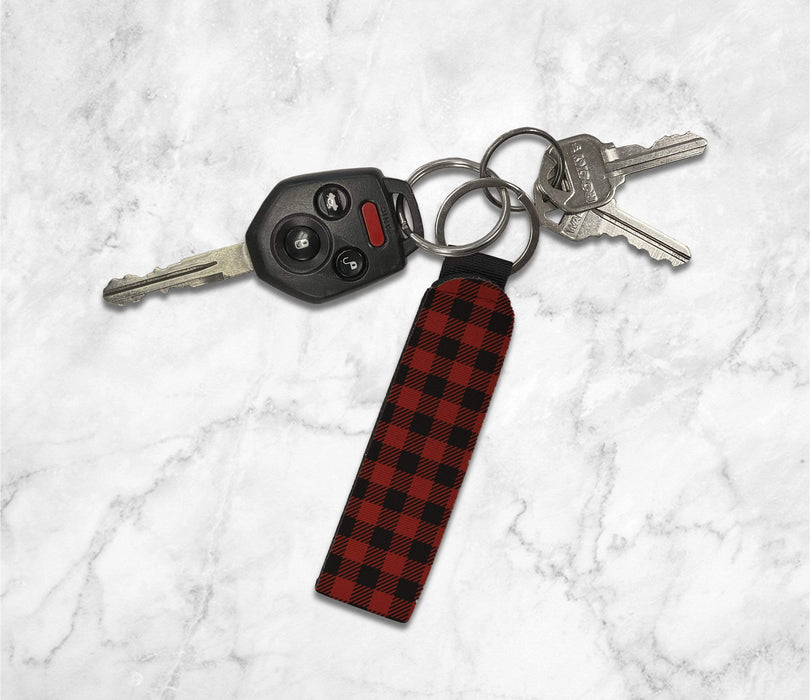 Buffalo Plaid Design Keychain Wristlet