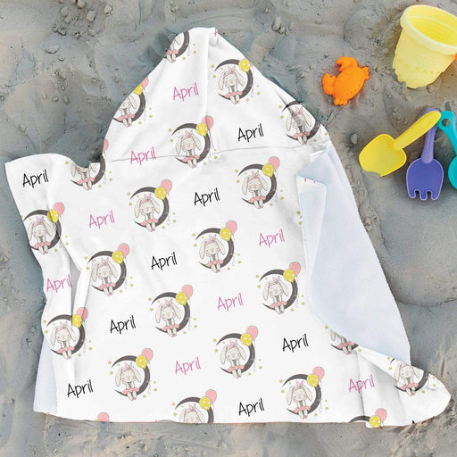 Personalized Baby Bunny Moon Design Microfiber Hooded Towel