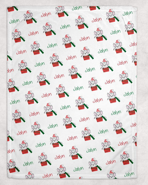 Personalized Christmas Mouse Design Soft Micro Fleece Blanket