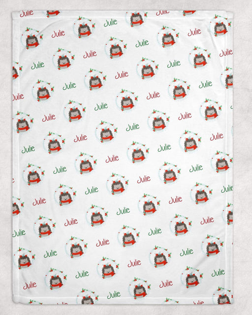 Personalized Hedgehog Christmas Design Soft Micro Fleece Blanket