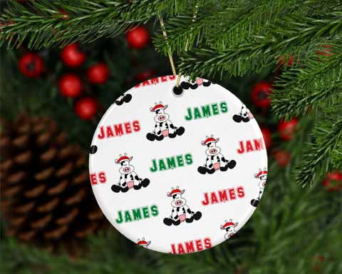 Personalized Cow Christmas Ornament