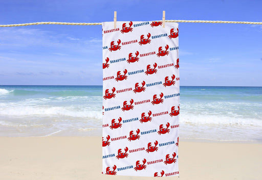 Personalized Crab Design Beach Towel