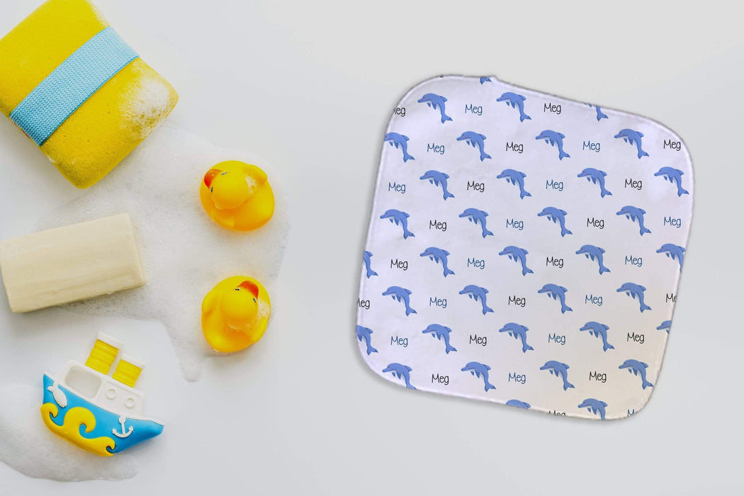 Personalized Baby Dolphin Design Microfiber Wash Cloth