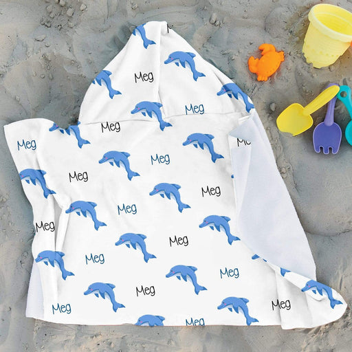 Personalized Baby Dolphin Design Microfiber Hooded Towel
