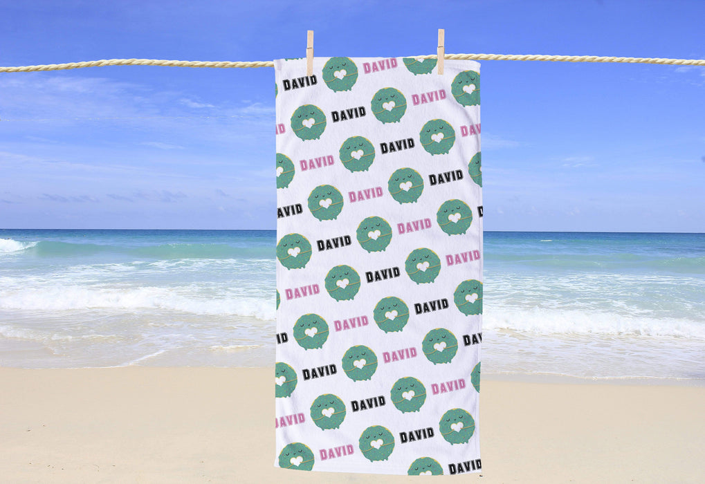 Personalized Donut Design Beach Towel