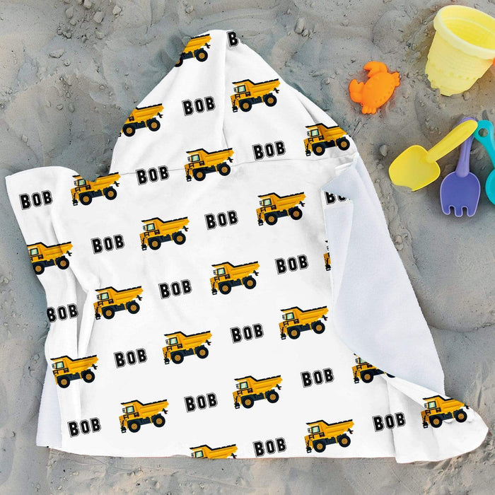 Personalized Dump Truck Design Microfiber Hooded Towel