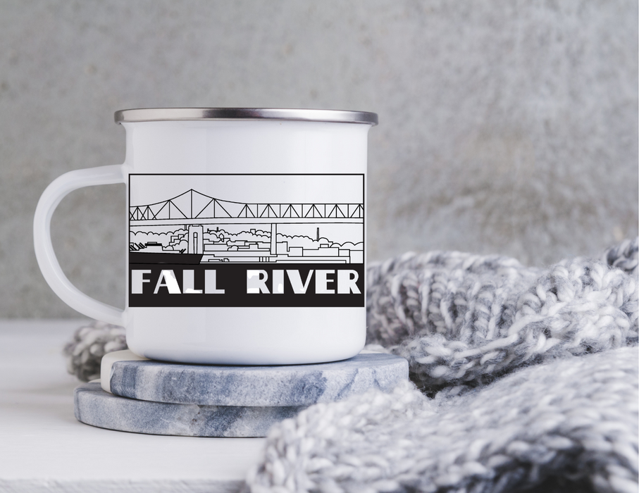 Fall River City Outline Camping Mug