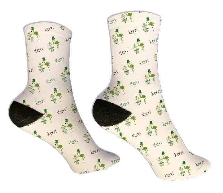 Personalized Flamingo St. Patrick's Day Design Socks