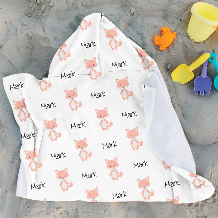 Personalized Baby Fox Design Microfiber Hooded Towel
