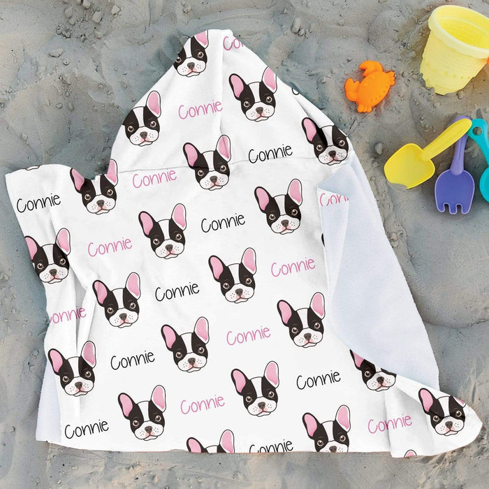 Personalized French Bulldog Design Microfiber Hooded Towel