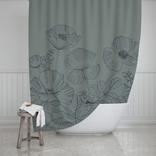 Green Floral Design Shower Curtain