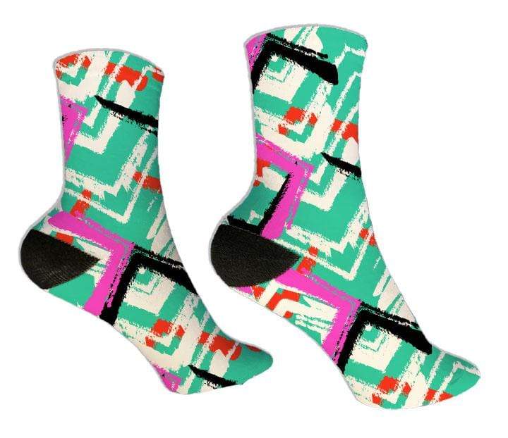 Green & Pink Zig Zag Design Socks