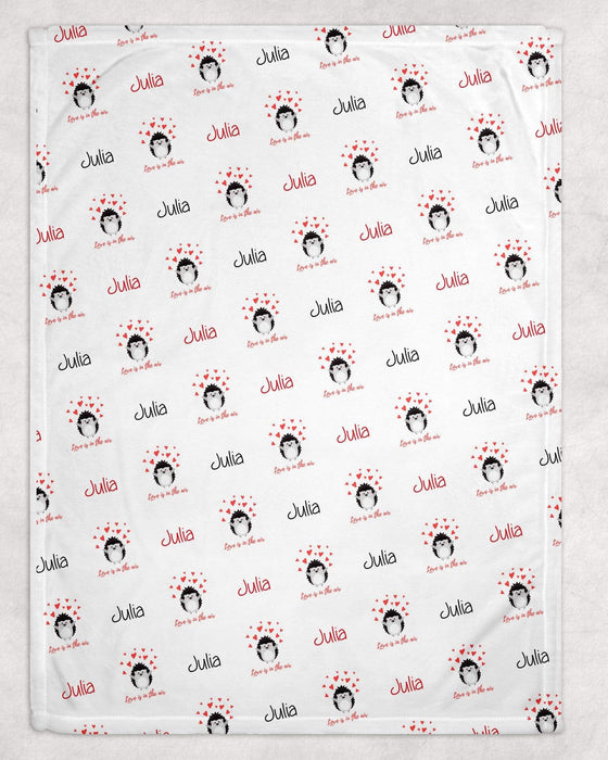 Personalized Hedgehog Valentine Design Soft Micro Fleece Blanket