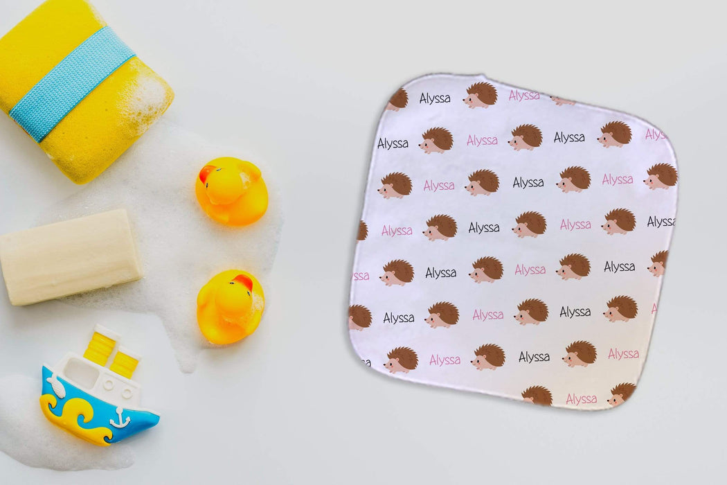 Personalized Baby Hedgehog Design Microfiber Wash Cloth