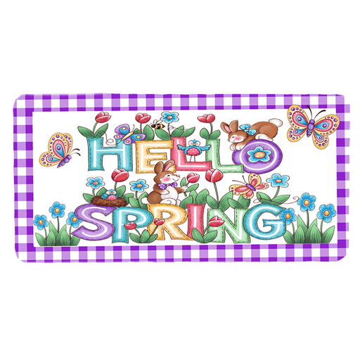 'Hello Spring Plaid' Decorative Sign