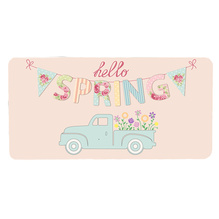 'Hello Spring Truck' Decorative Sign