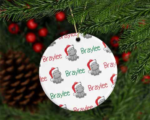 Personalized Hippo Christmas Ornament