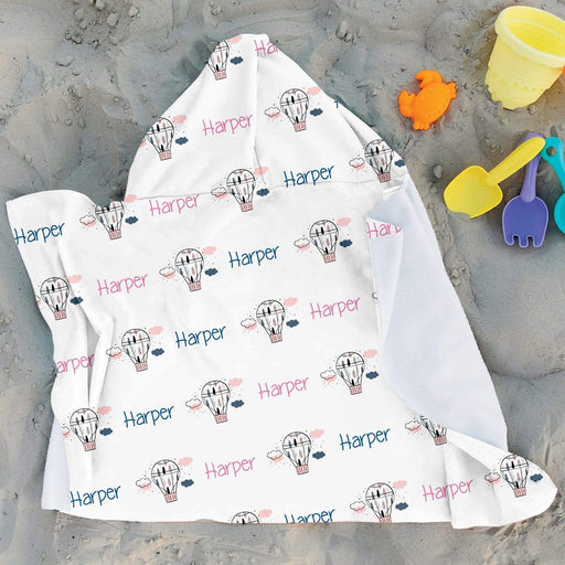 Personalized Air Balloon Design Microfiber Hooded Towel
